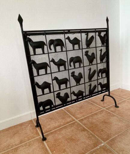 Pantalla de Chimenea de hierro forjado con forma de animal, estilo Atelier Marolles, Francia, 1950